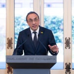 El presidente del Parlament, Josep Rull, en comparecencia desde el Parlament para anunciar la Medalla de Honor en categoría Oro