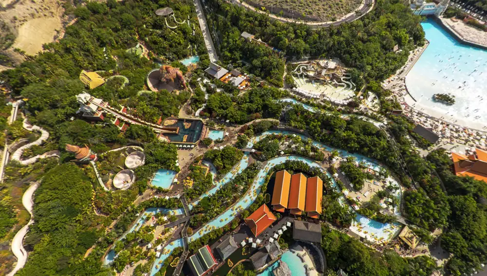 Vista aérea del Siam Park, en Tenerife