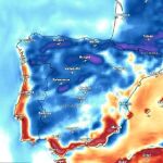 Mapa de temperaturas para el viernes y el fin de semana