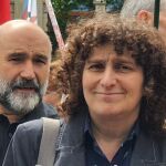 Goretti Sanmartín, alcaldesa nacionalista de Santiago, en una manifestación reciente. 