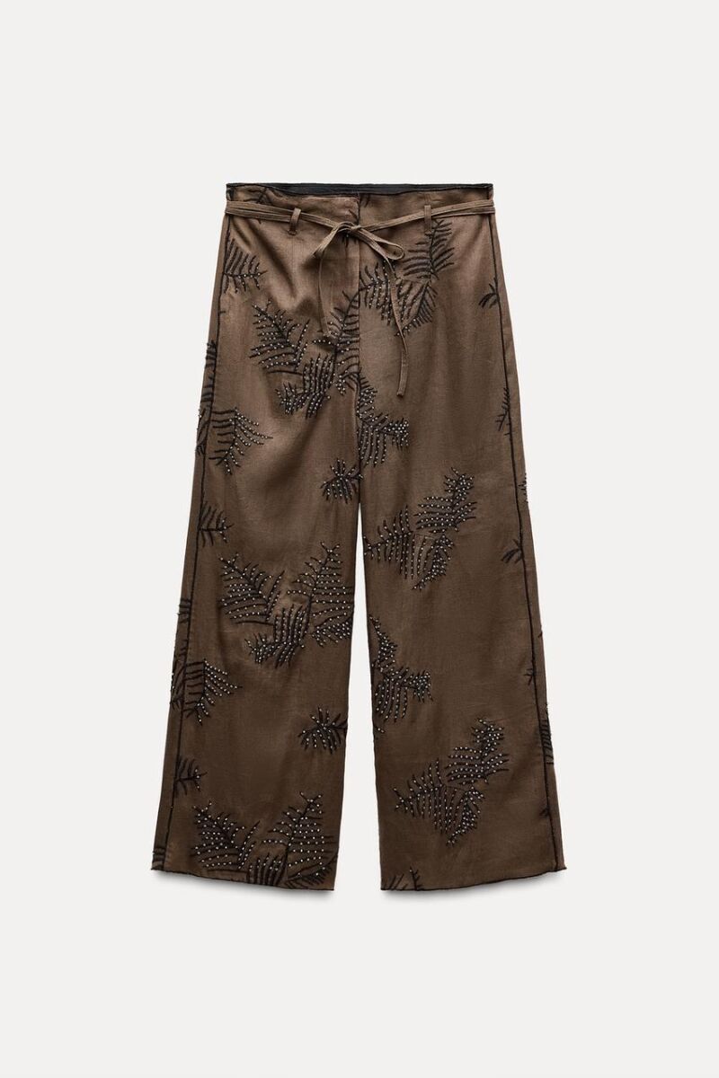 Pantalón wide leg bordados