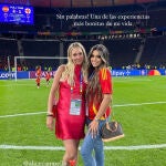 Alice Campello y Marta Díaz celebrando el triunfo de España. 