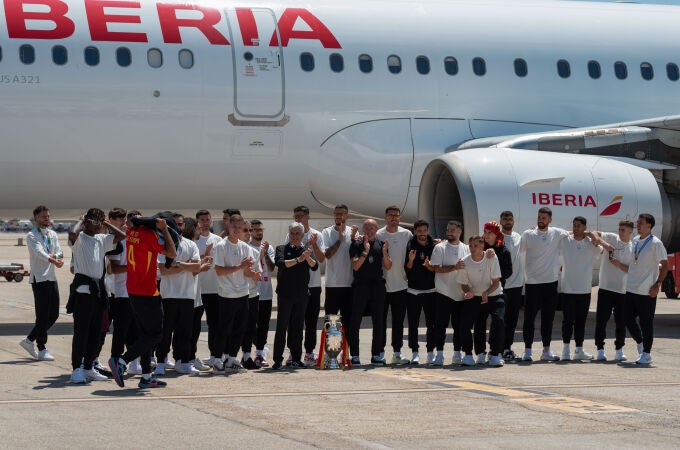 Llegada de la selección española a Madrid