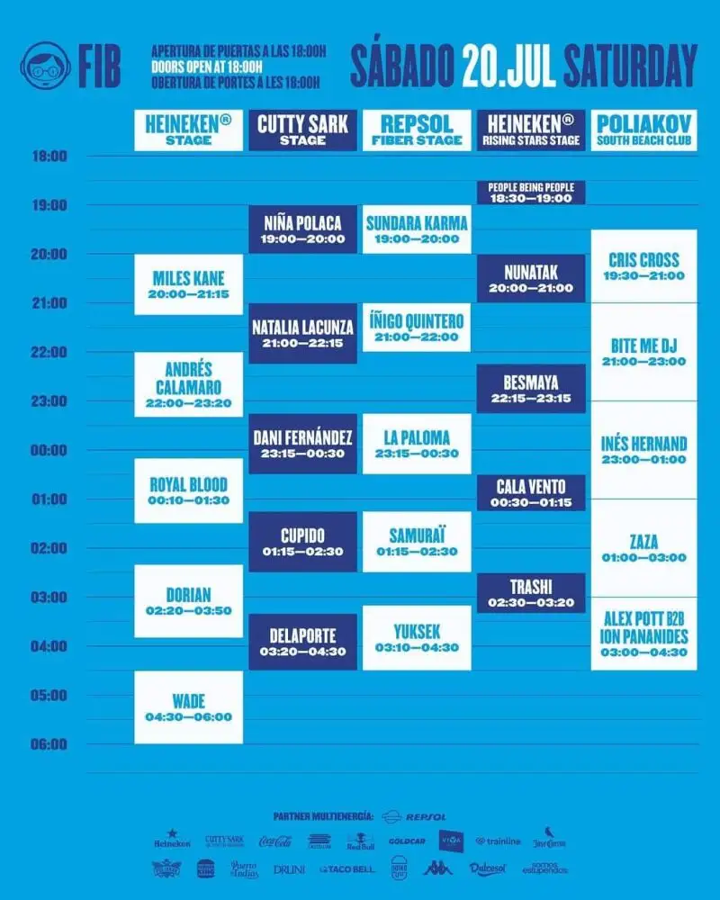 Horarios de la tercera jornada