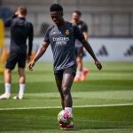 Vinicius, en un entrenamiento con el Real Madrid