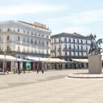 Imagen de toldos en la Puerta del Sol