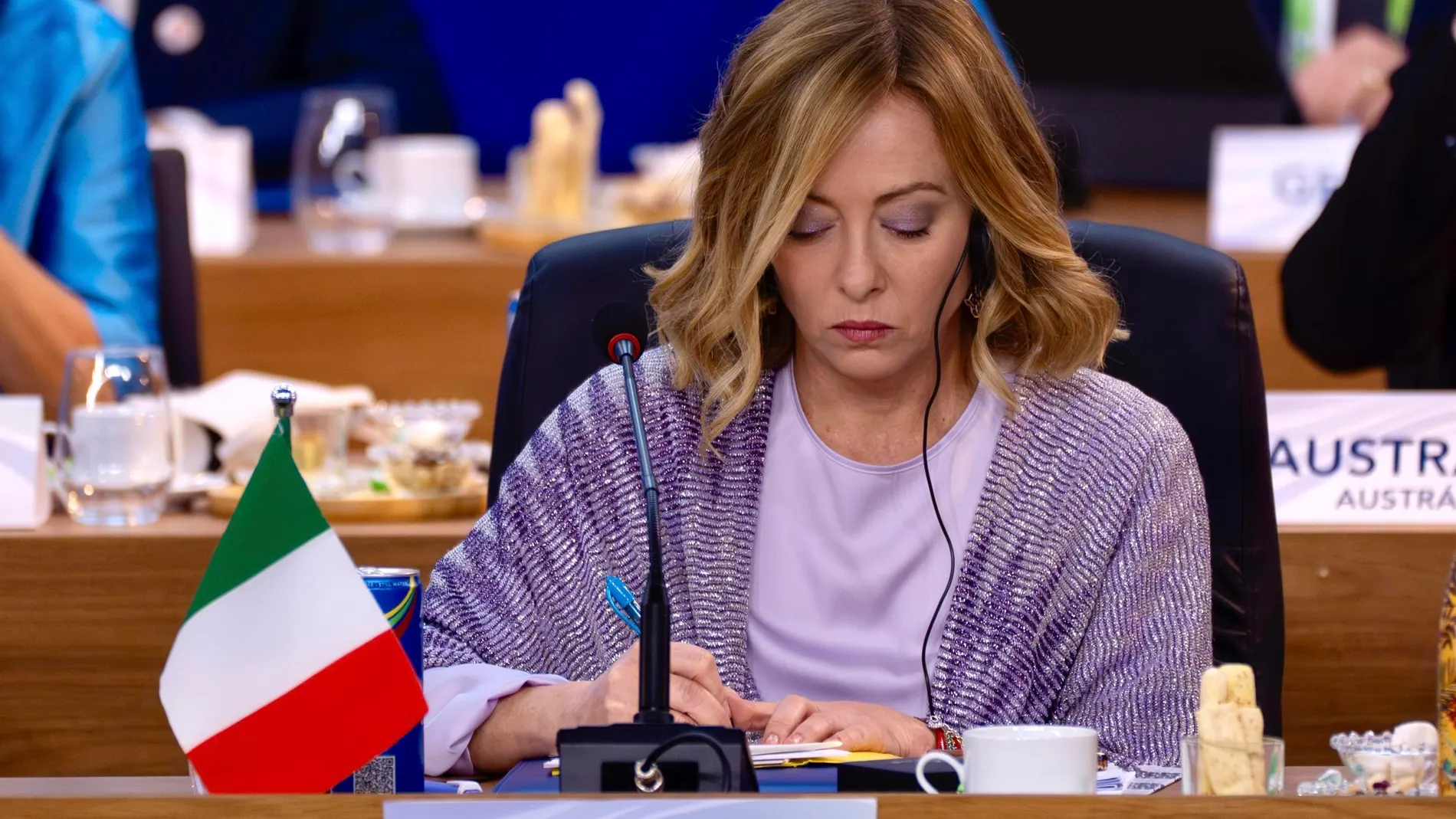 November 18, 2024, Rio De Janeiro, BRAZIL: Italy's Prime Minister Giorgia Meloni at the opening session of the G20 Summit in Rio de Janeiro, Brazil, 18 November 2024..ANSA/CHIGI PALACE PRESS OFFICE/FILIPPO ATTILI. NPK Europa Press/Contacto/Chigi Palace Press Office/Fi 18/11/2024 ONLY FOR USE IN SPAIN