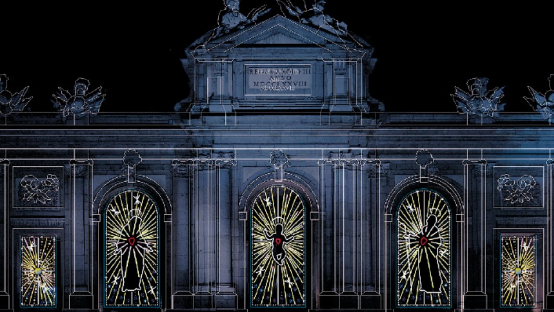 Recreación del nuevo Nacimiento en el monumento de la plaza de la Independencia