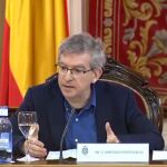 Santiago Posteguillo durante su intervención en el Senado
