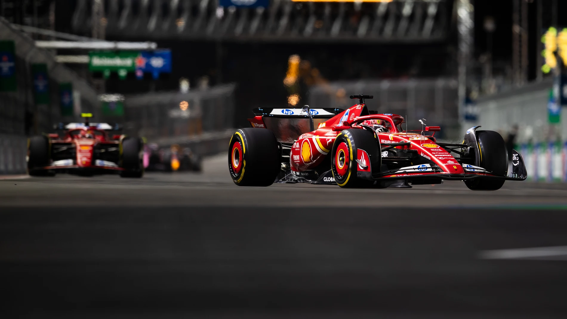 16 LECLERC Charles (mco), Scuderia Ferrari SF-24, action during the Formula 1 Heineken Silver Las Vegas Grand Prix 2024, 22th round of the 2024 Formula One World Championship from November 21 to 23, 2024 on the Las Vegas Strip Circuit, in Las Vegas, United States of America - Photo Joao Filipe / DPPI AFP7 24/11/2024 ONLY FOR USE IN SPAIN