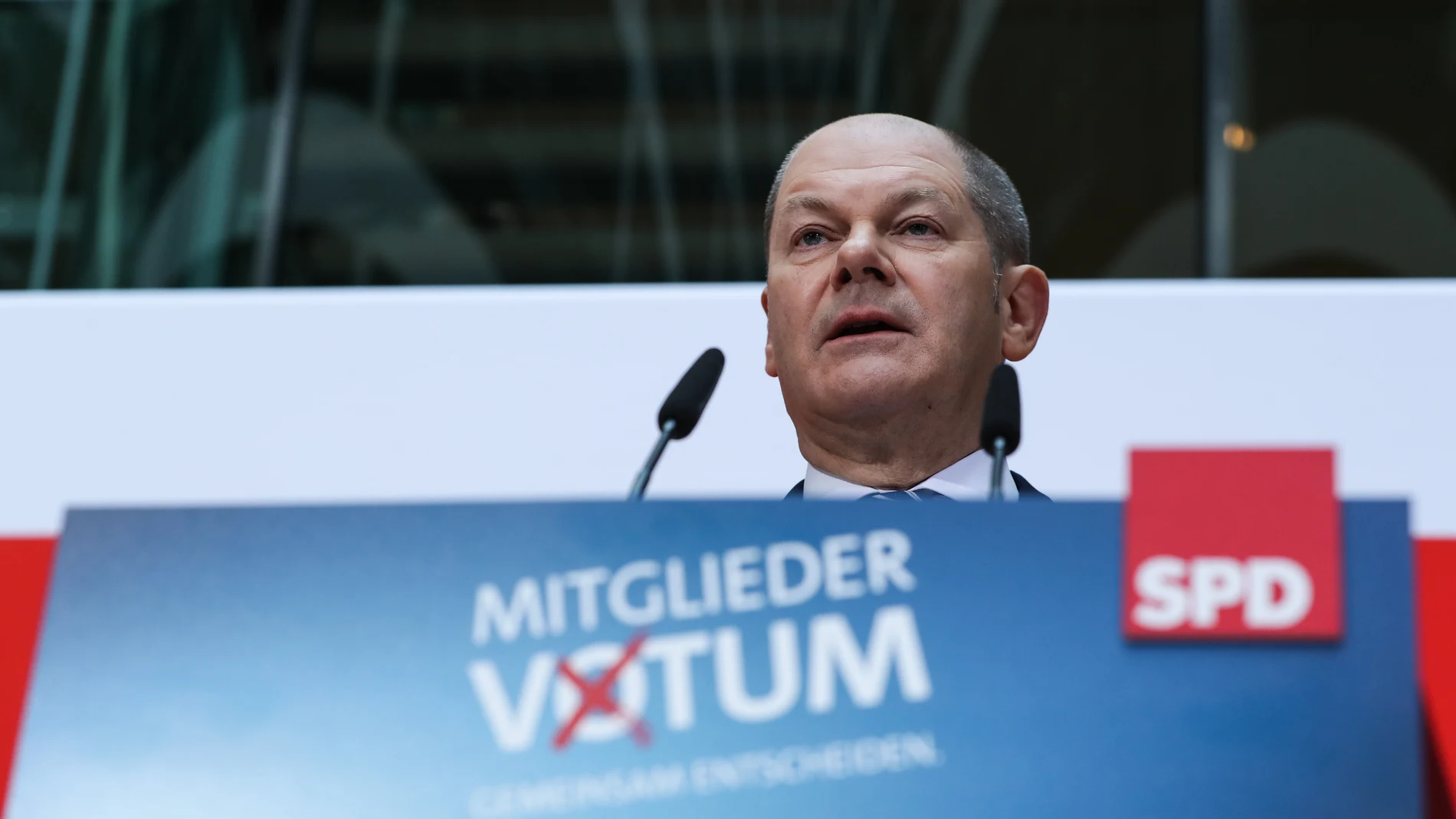 (Foto de ARCHIVO) Imagen de archivo del canciller, Olaf Scholz, durante un mitin del partido. Europa Press/Contacto/Shan Yuqi 04/03/2018 ONLY FOR USE IN SPAIN