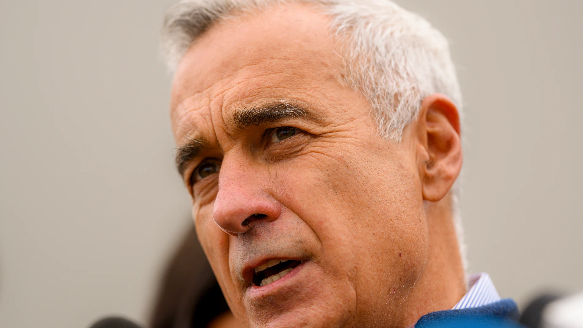 Calin Georgescu, running as an independent candidate for president, speaks to media after registering his bid in the country's presidential elections, in Bucharest, Romania, Tuesday, Oct. 1, 2024. (AP Photo/Alexandru Dobre)