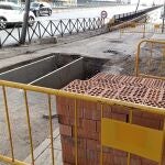 Obras junto al puente de la Avenida del Mediterráneo