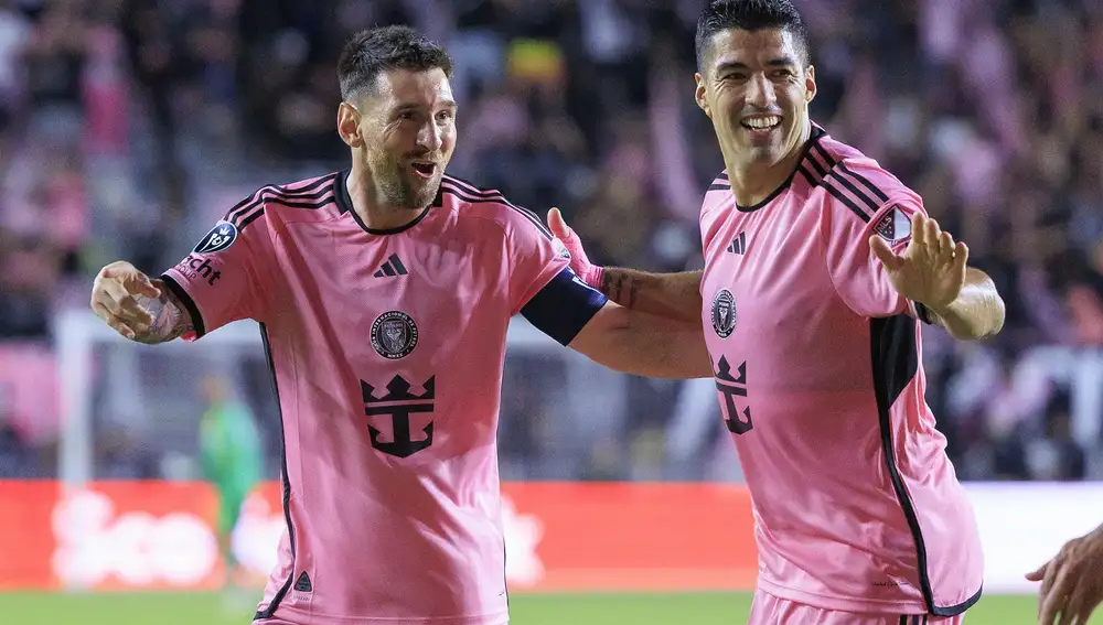 Luis Suárez y Leo Messi con el Inter de Miami