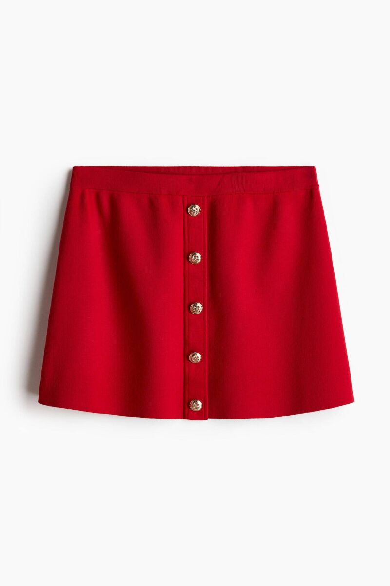 Falda en punto fino con botonadura frontal