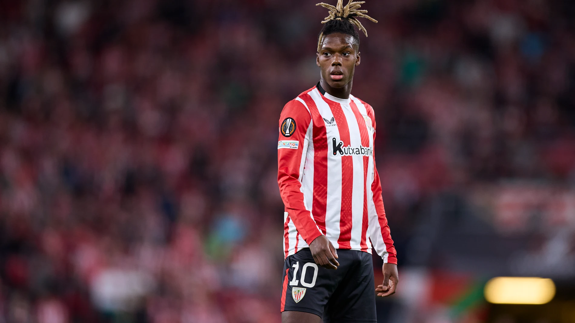 Nico Williams of Athletic Club looks on during the Europa League match between Athletic Club and IF Elfsborg at San Mames on November 28, 2024, in Bilbao, Spain. AFP7 28/11/2024 ONLY FOR USE IN SPAIN
