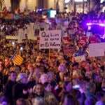 Imagen de la manifestación que recorre las calles del centro de Valencia