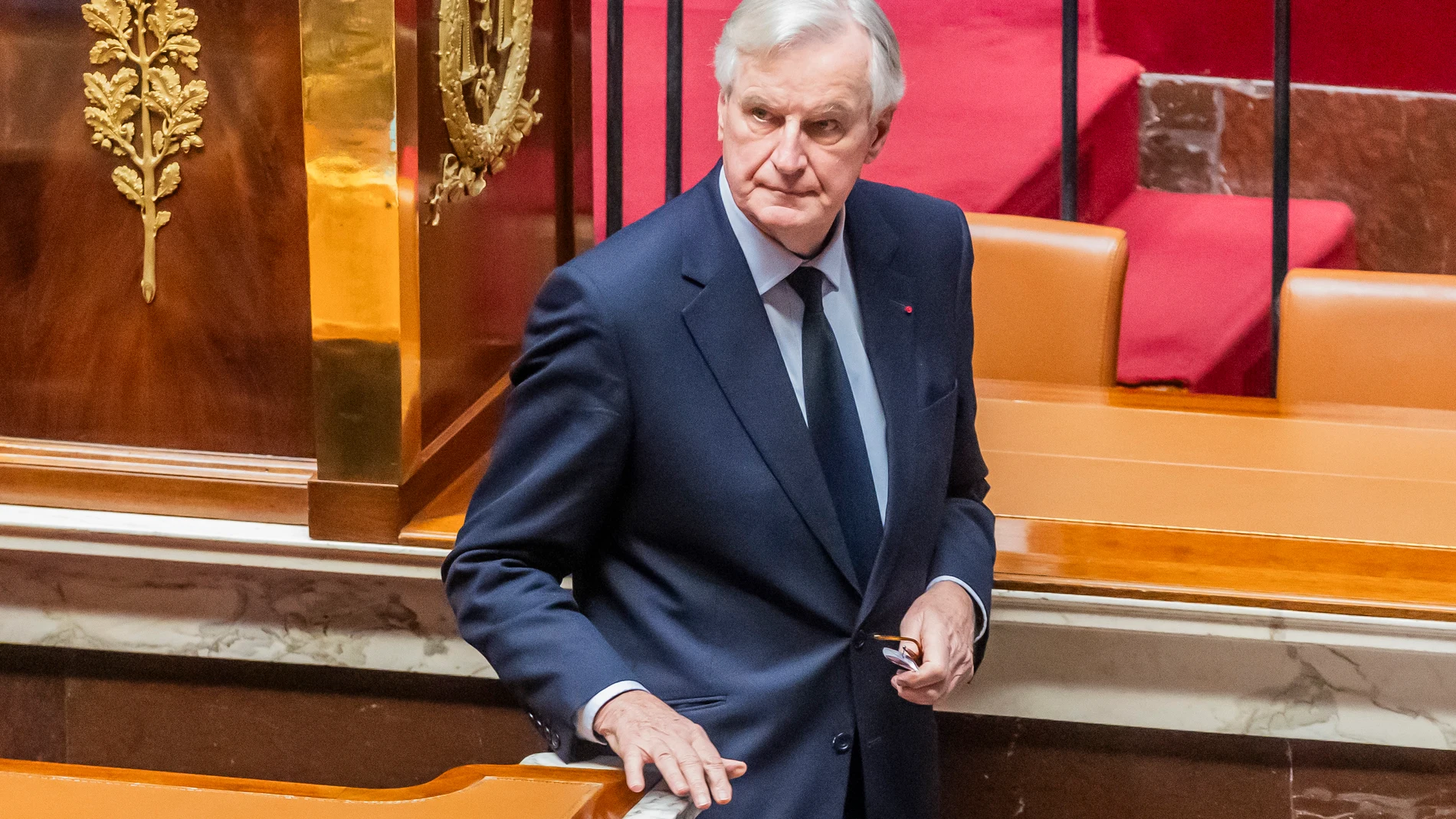 December 2, 2024, Paris, France, France: Paris, France December 2, 2024 - Voting session on the draft of the Social Security bill 2025 at the National Assembly, the French Parliament's lower house - michel barnier..POLITIQUE, ASSEMBLEE NATIONALE, MOTION DE CENSURE, DEMOCRATIE, PARLEMENTAIRE, HEMICYCLE, VOTE, ARTICLE 49.3, Europa Press/Contacto/Vincent Isore 02/12/2024 ONLY FOR USE IN SPAIN