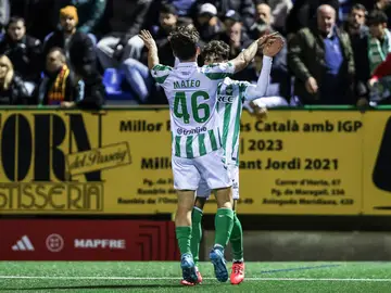 UE Sant Andreu v Real Betis - Copa del Rey Abde Ezzalzouli of Real Betis celebrates a goal during the Spanish Copa del Rey, second round football match played between UE Sant Andreu and Real Betis at Estadi Narcis Sala on December 04, 2024 in Vic, Barcelona, Spain. AFP7 04/12/2024 ONLY FOR USE IN SPAIN