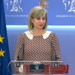 La portavoz de Sumar en el Congreso, Verónica Marínez, durante su comparecencia de hoy.