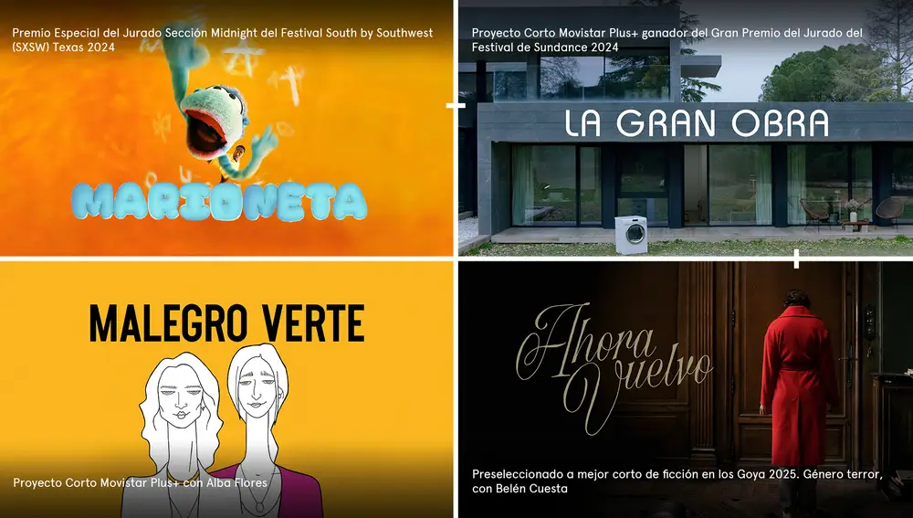 Algunos cortos disponibles en el catálogo de Movistar Plus+