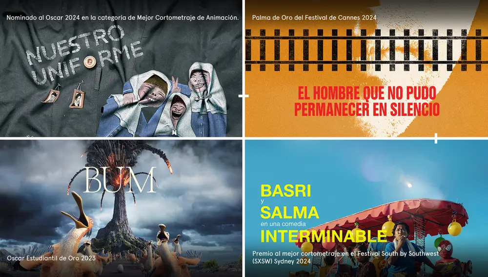 Algunos de los cortos disponibles en el catálogo de Movistar Plus+