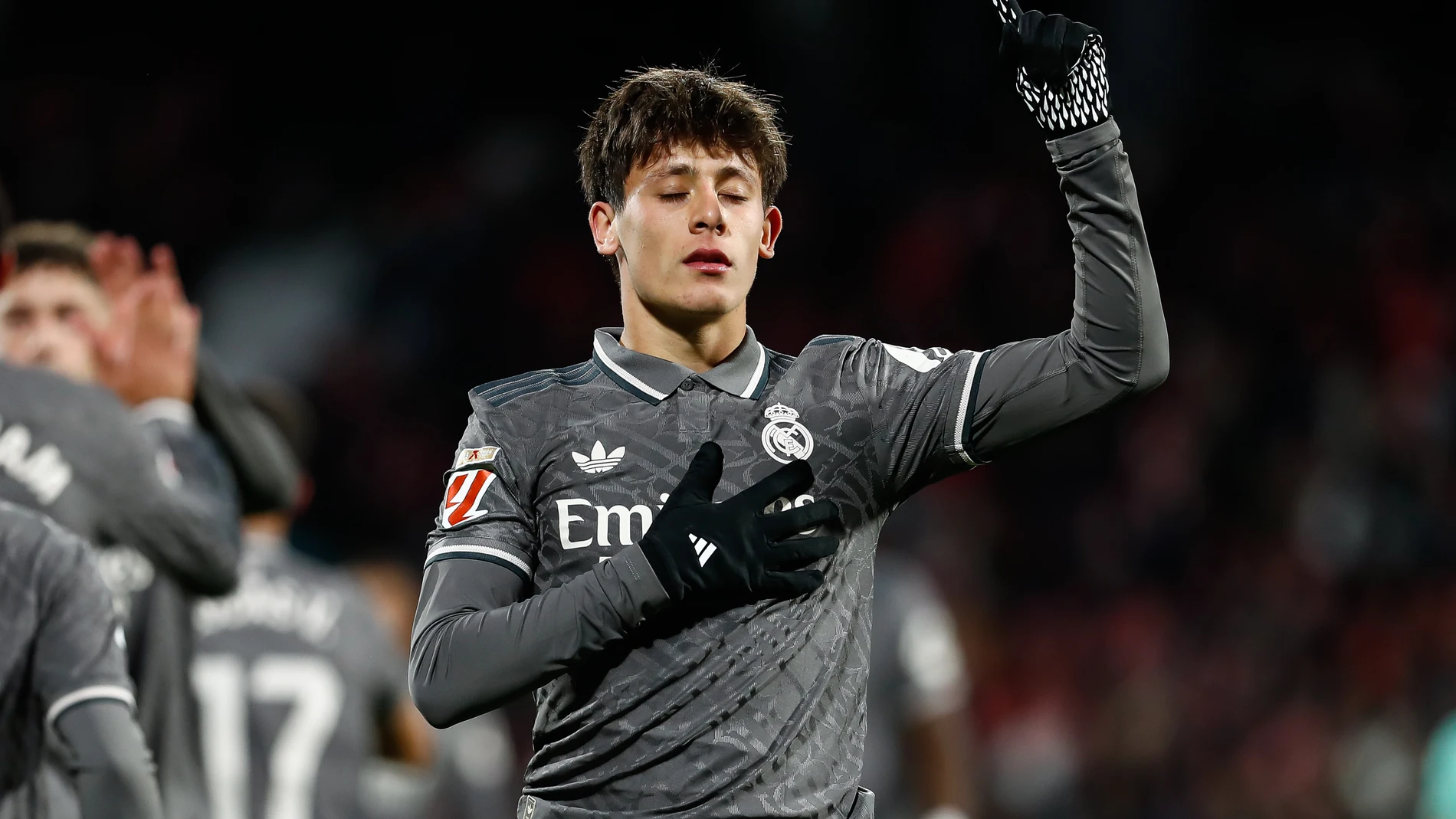 Arda Guler of Real Madrid celebrates a goal during the Spanish league, La Liga EA Sports, football match played between Girona FC and Real Madrid at Estadio de Montilivi on December 7, 2024 in Girona, Spain. AFP7 07/12/2024 ONLY FOR USE IN SPAIN