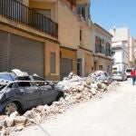 Imagen de una calle de Lorca tras el terremoto de 2019