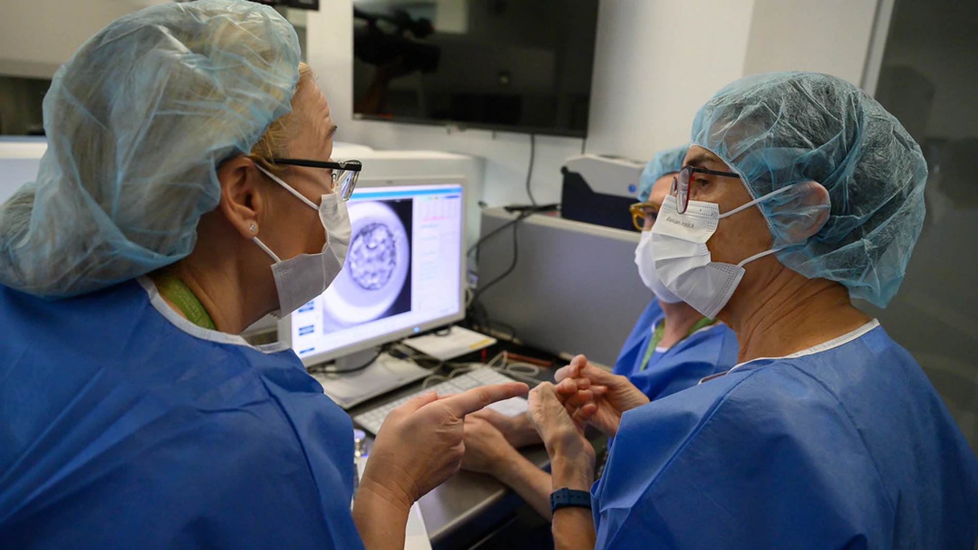 La conseller Pané durante su visita al nuevo laboratorio de Reproducción Humana del Clinic