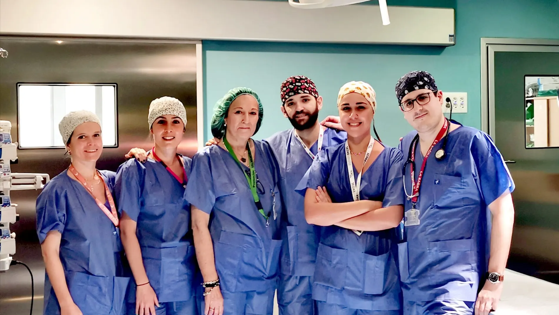 El equipo de anestesiólogos que ha intervenido en el estudio: de izda. a dcha, los doctores Gómez, Ruano, Echevarría, del Boz, Estero y Lucena