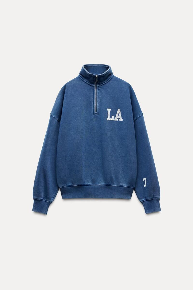 Sudadera polo varsity efecto lavado