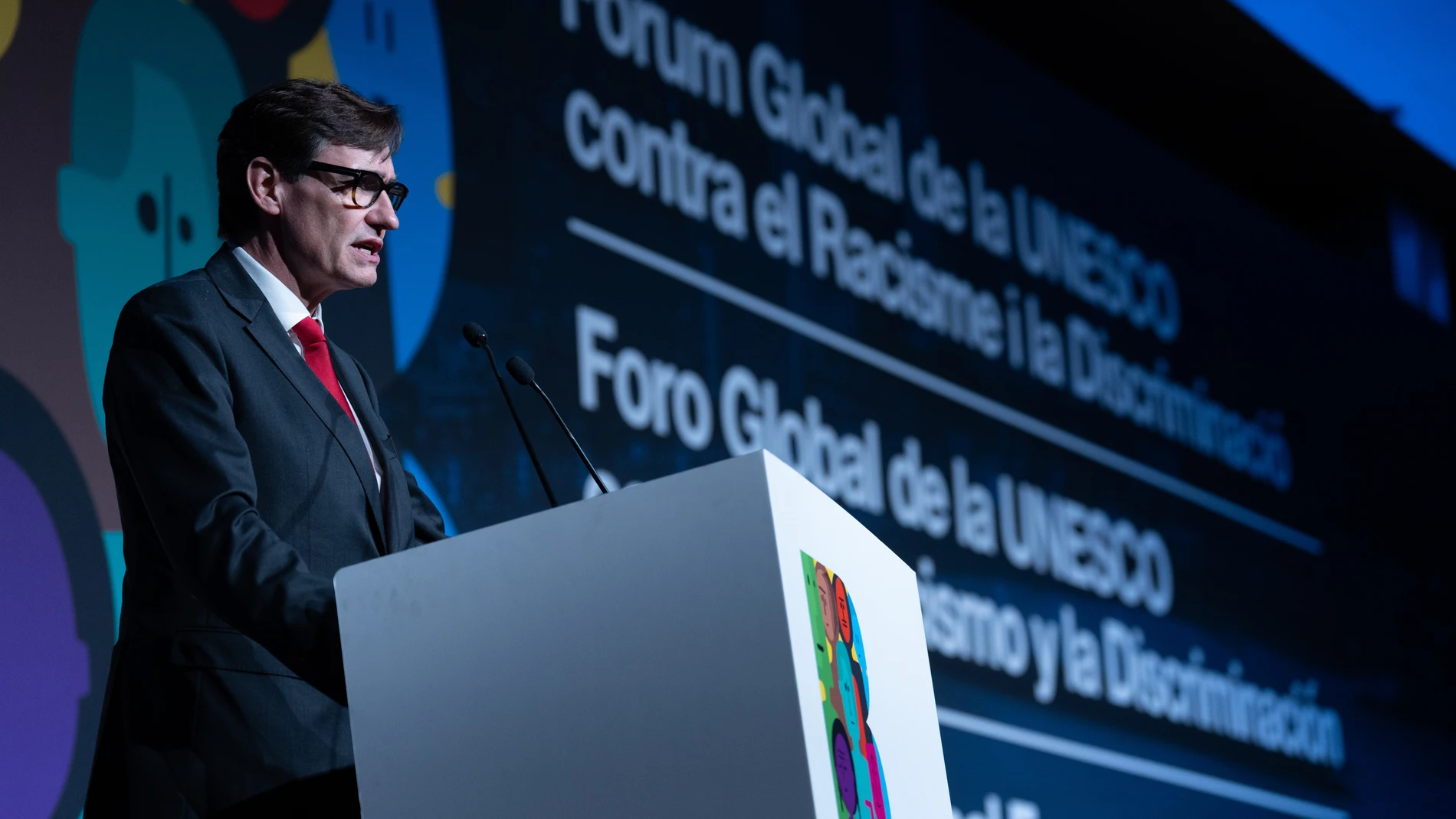 El presidente de la Generalitat, Salvador Illa, en la apertura del Foro Global contra el Racismo y la Discriminación de la Unesco en Barcelona (Catalunya), a 10 de diciembre de 2024 DAVID ZORRAKINO - EUROPA PRESS 10/12/2024