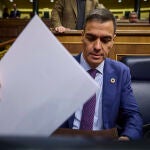 El presidente del Gobierno, Pedro Sánchez, durante la sesión de control al gobierno en el Congreso de los Di