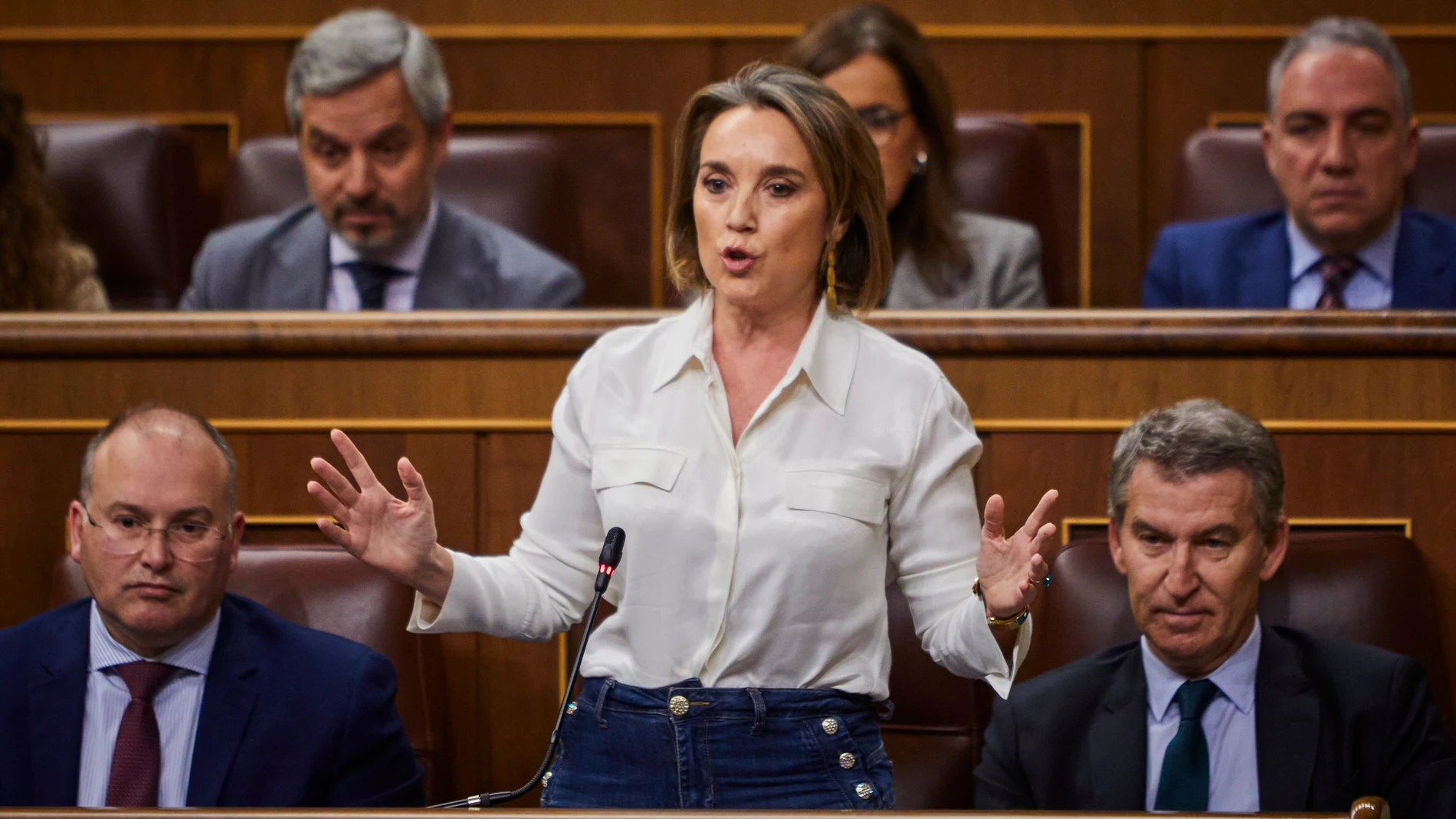 Cuca Gamarra, durante la sesión de control al gobierno en el Congreso de los Diputados. © Alberto R. Roldán / Diario La Razón. 11 12 2024