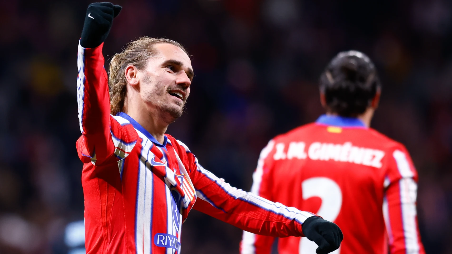 Antoine Griezmann of Atletico de Madrid celebrates a goal during the UEFA Champions League 2024/25 League Phase MD6 match between Atletico de Madrid and SK Slovan Bratislava at Riyadh Air Metropolitano stadium on December 11, 2024 in Madrid, Spain.AFP7 11/12/2024 ONLY FOR USE IN SPAIN