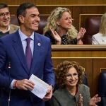 El presidente del Gobierno, Pedro Sánchez, , durante la sesión de control al gobierno en el Congreso de los Di