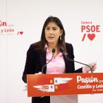 Ana Sánchez, secretaria de Organización del PSOE de Castilla y León, atiende a la prensa