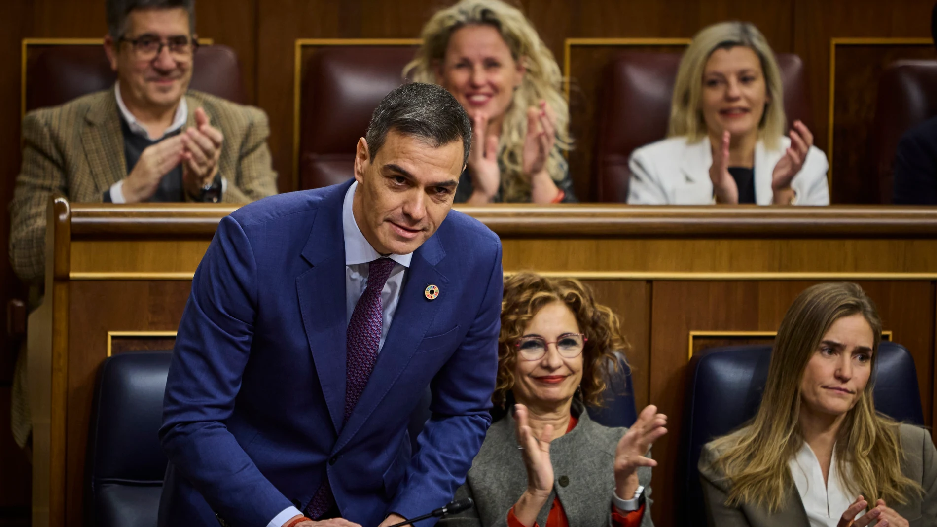 El presidente del Gobierno, Pedro Sánchez, , durante la sesión de control al gobierno en el Congreso de los Diputados. © Alberto R. Roldán / Diario La Razón. 11 12 2024