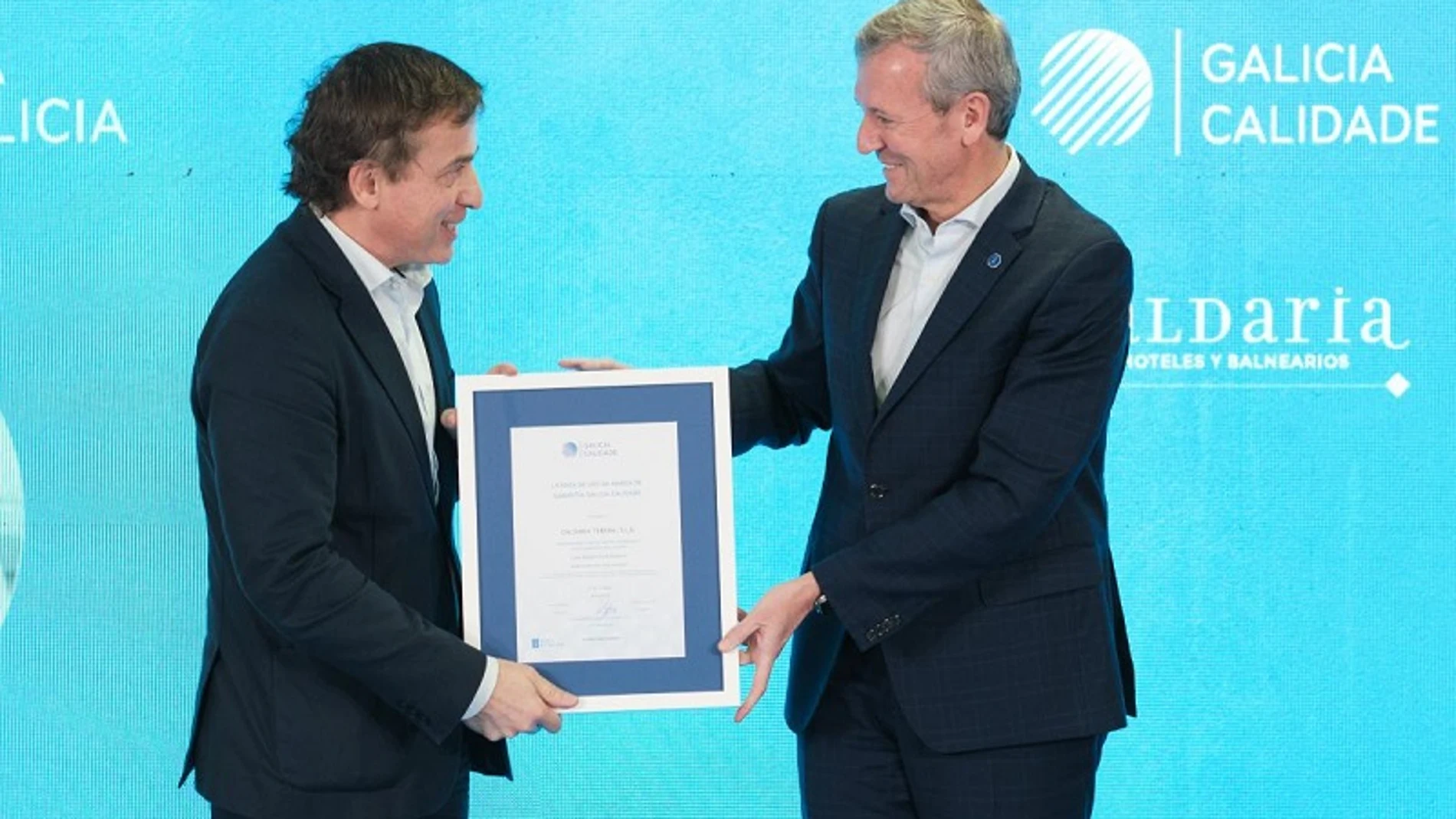 Rueda entregó el sello Galicia Calidade al grupo Caldaria, primera incorporación del sector termal a esta marca.