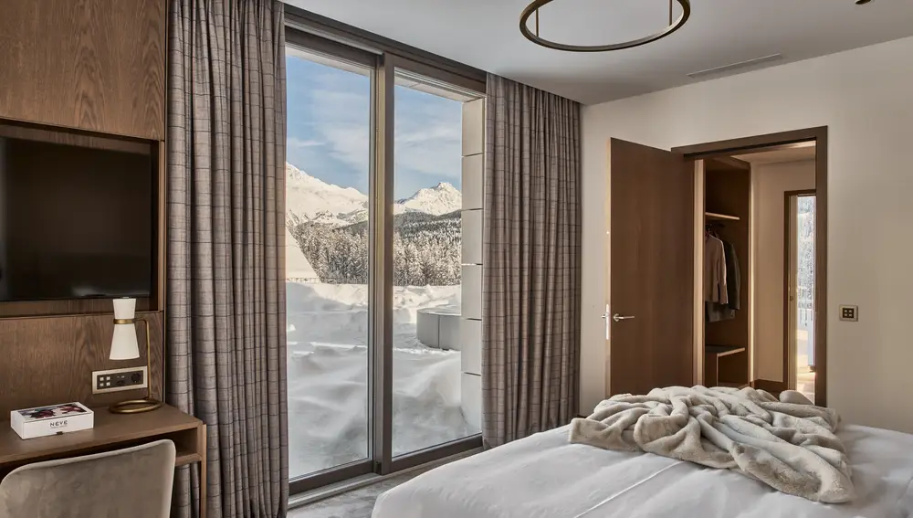 Una habitación del Hotel Grace La Margna, el único cinco estrellas que abre todo el año