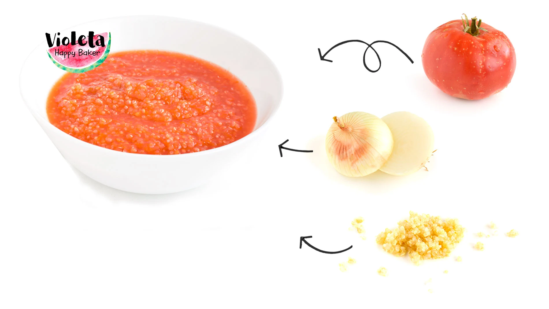 Ingredientes para preparar sopa de tomate con quinoa