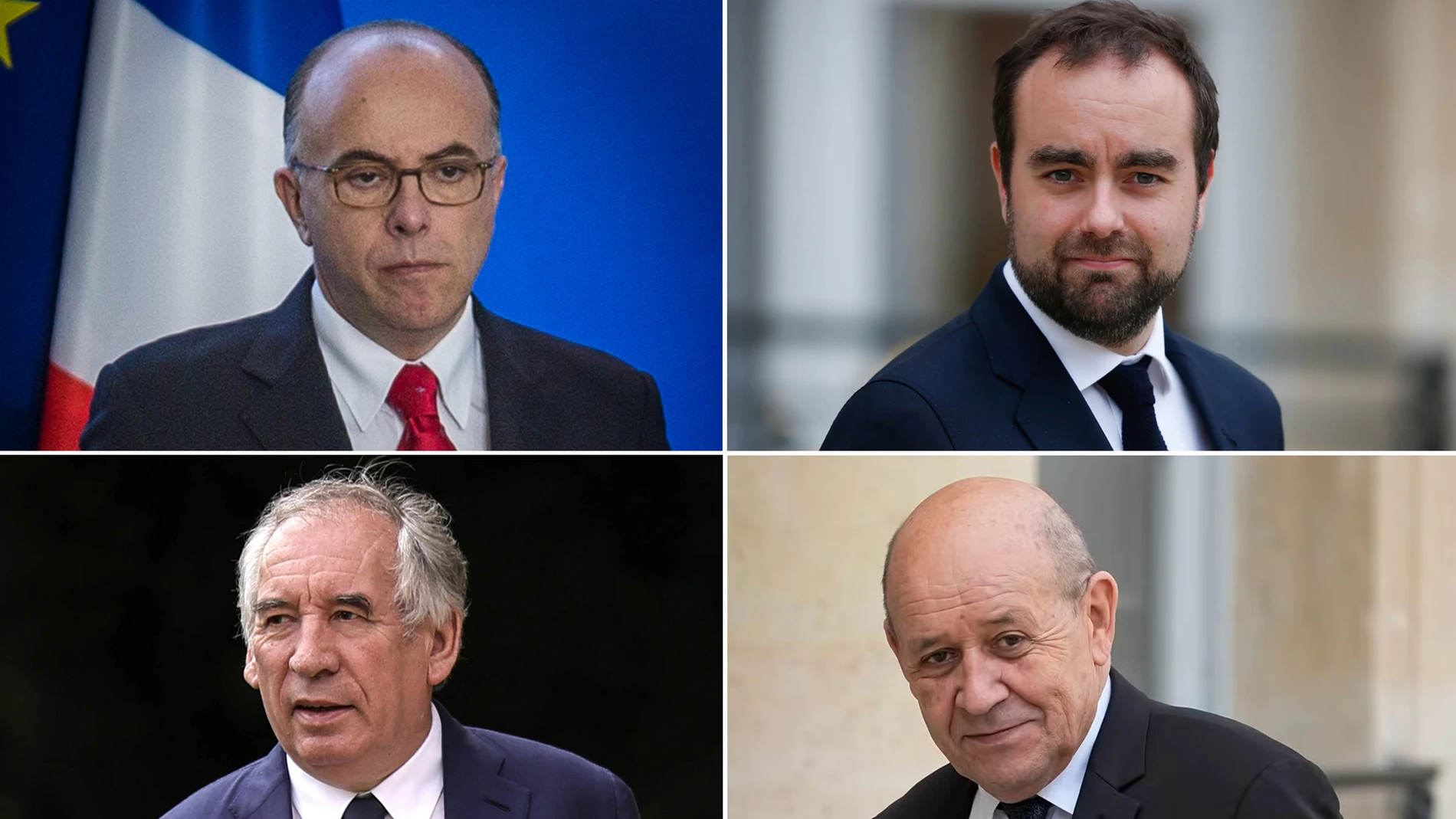 Bernard Cazeneuve, Sébastien Lecornu, François Bayrou y Jean-Yves Le Drian