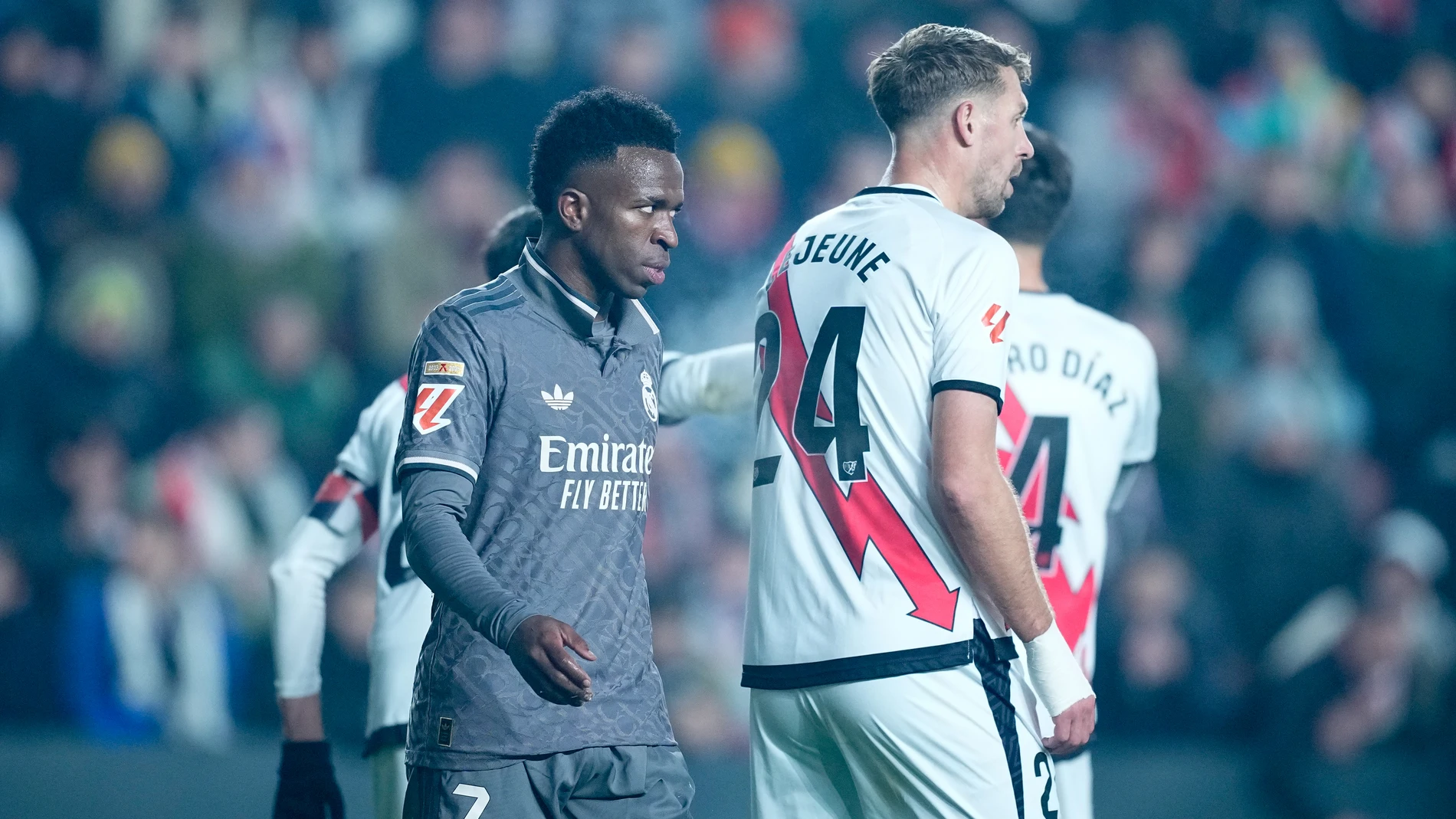Vinicius Junior of Real Madrid looks on during the Spanish League, LaLiga EA Sports, football match played between Rayo Vallecano and Rea Madrid at Estadio de Vallecas on December 14, 2024, in Madrid, Spain. AFP7 14/12/2024 ONLY FOR USE IN SPAIN