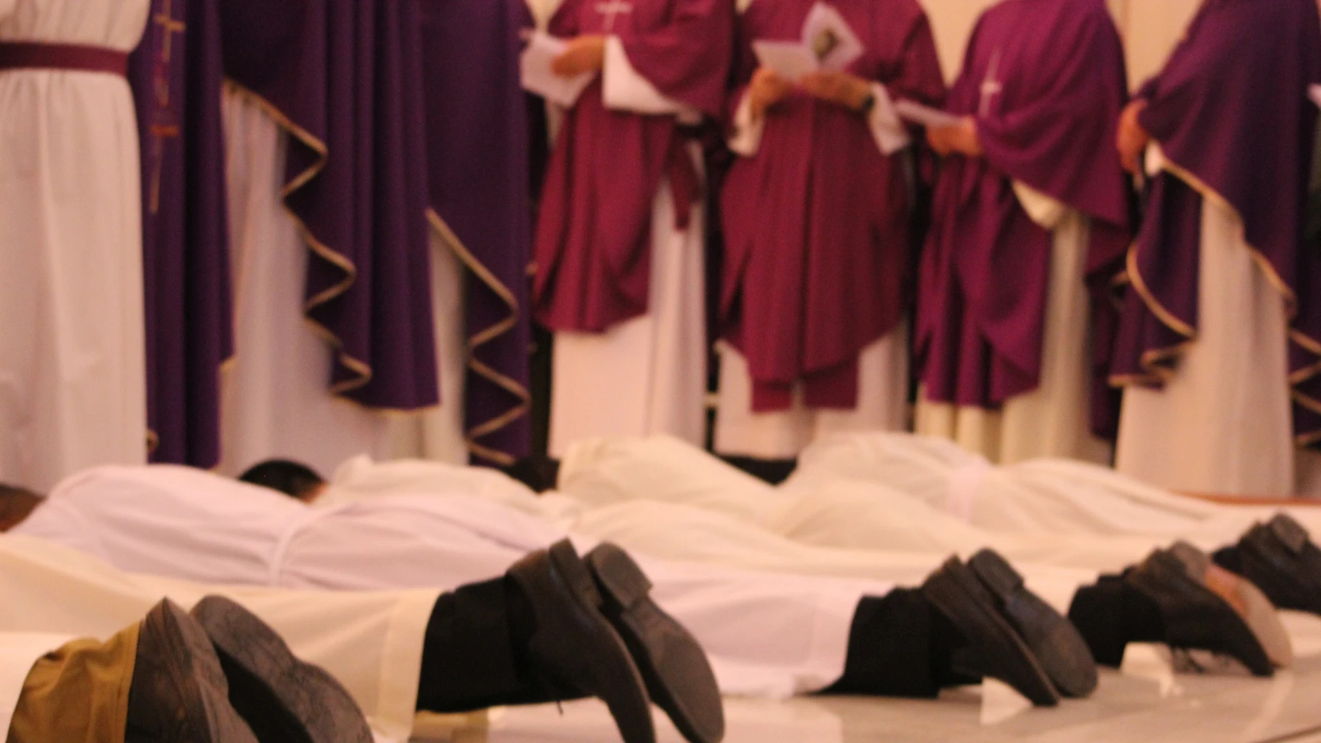 Un grupo de seminaristas durante su ordenación diaconal, en Madrid.