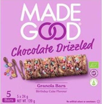 Granola Bars Chocolate Drizzled Birthday Cake