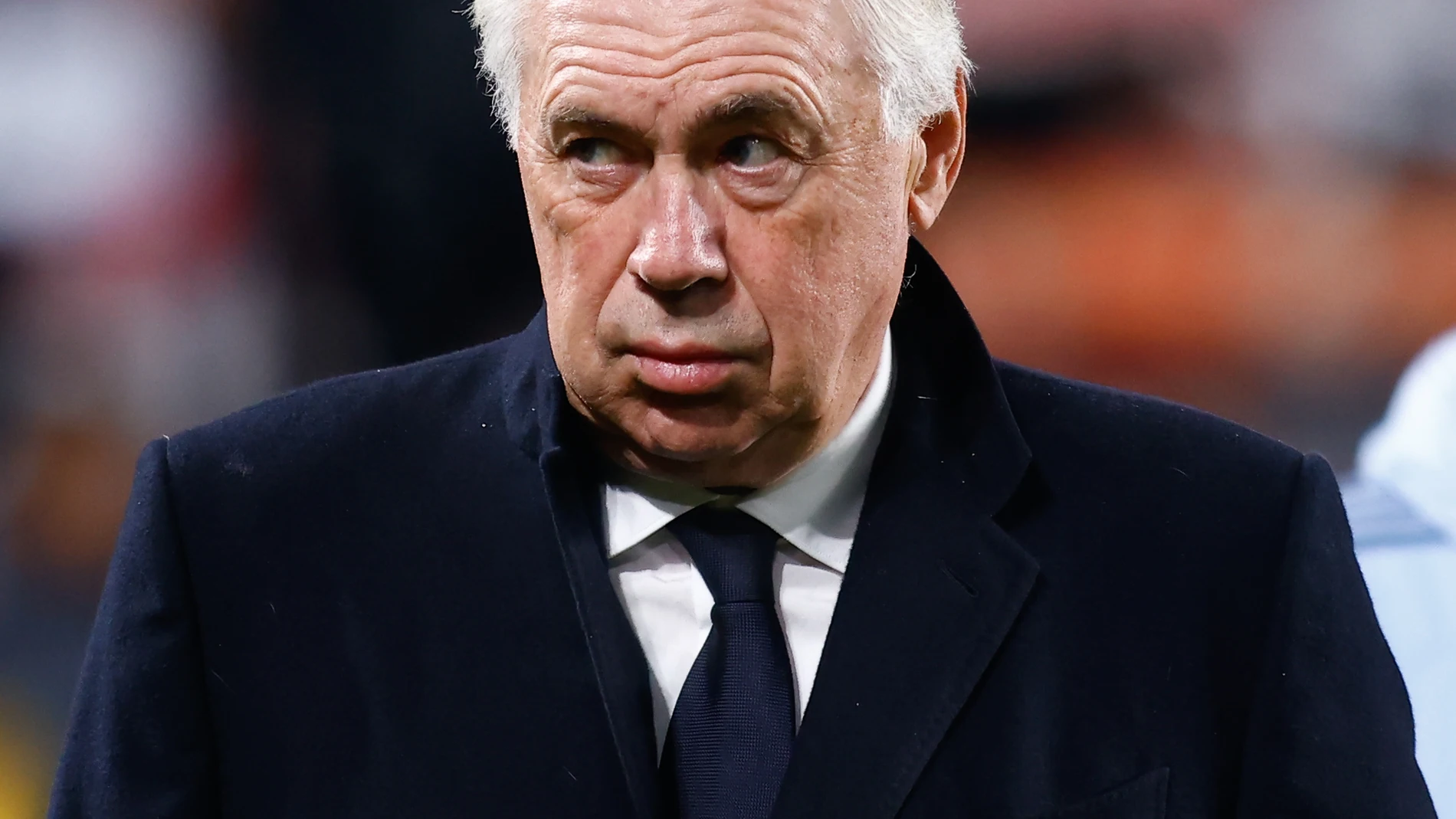 Carlo Ancelotti, head coach of Real Madrid, looks on during the Spanish League, LaLiga EA Sports, football match played between Rayo Vallecano and Real Madrid at Estadio de Vallecas on December 14, 2024, in Madrid, Spain. AFP7 14/12/2024 ONLY FOR USE IN SPAIN