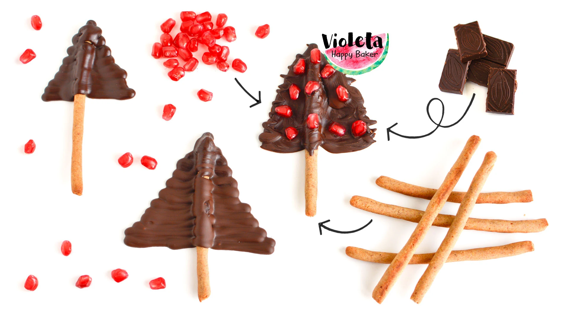 Ingredientes para preparar arboles de navidad de chocolate