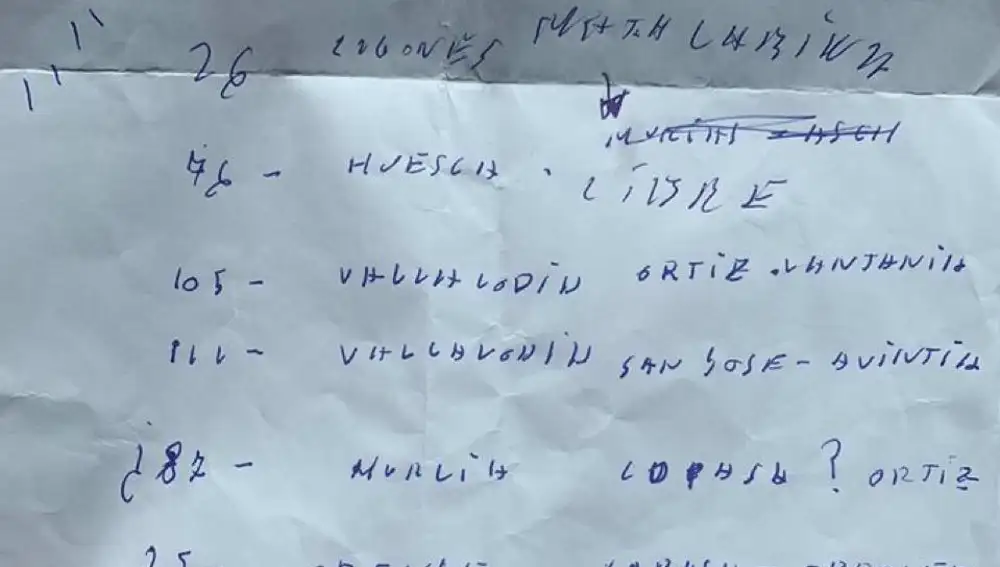 Fotografía de las anotaciones que envió Koldo García a Víctor de Aldama en un mensaje con presuntas cifras de "mordidas" en obras de Transportes