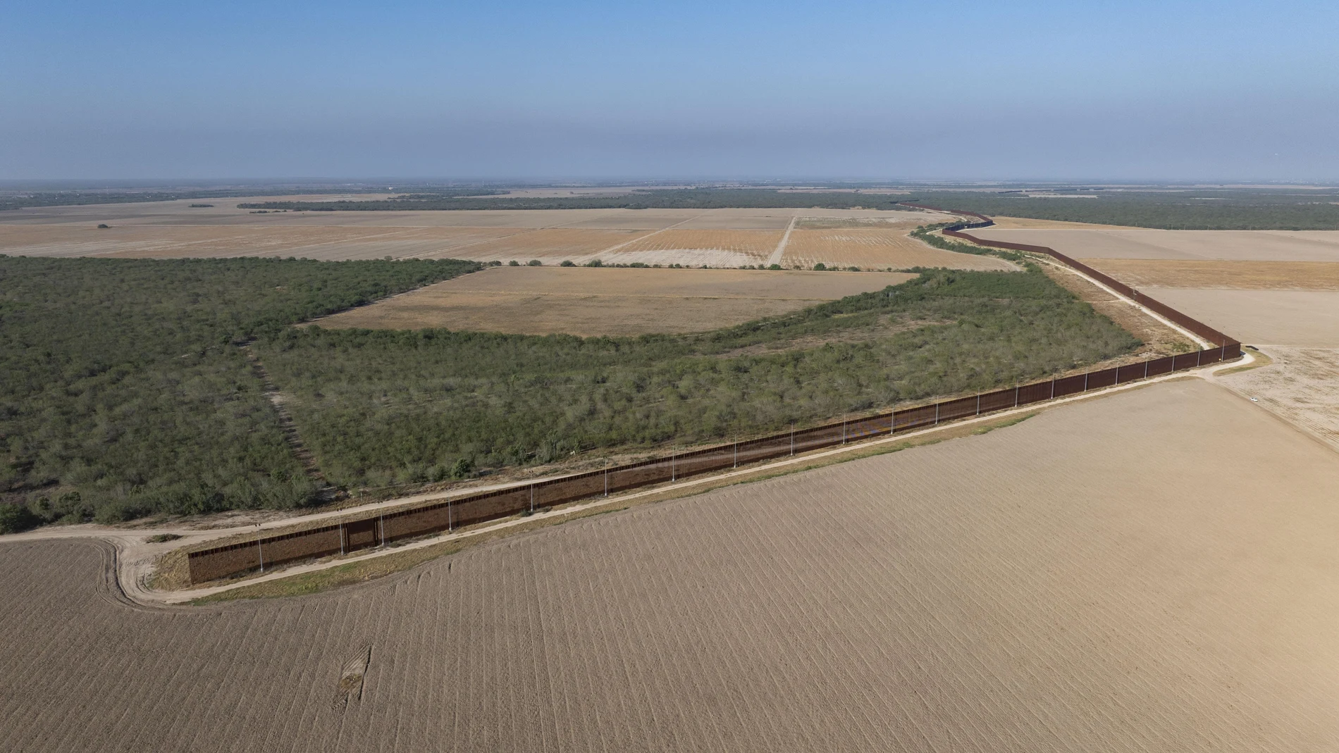 Existing sections of the border wall in La Grulla, Texas, USA, 27 November 2024.