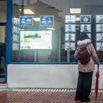 Una ciudadana observa precio de viviendas en una inmobiliaria